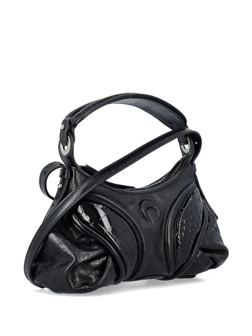 Black leather woman bag Marine Serre | WBA006CLEA0004BK99